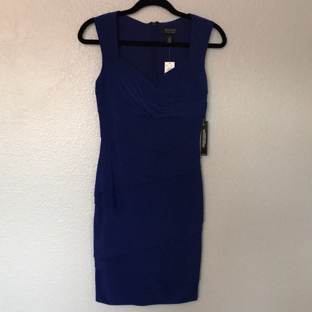 NWT. WHBM blue evening dress
